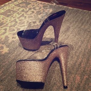 7” Pleasers - custom rose gold glitter